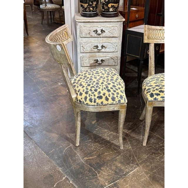 Pair of Italian Silver Giltwood Chairs For Sale - Image 4 of 5