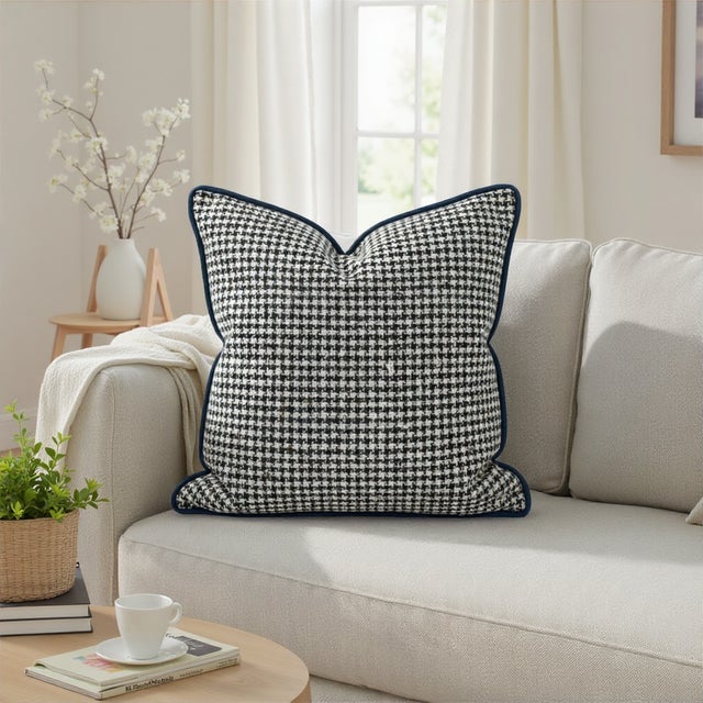 Furley Navy Down Filled 24x24 Pillow For Sale In Chicago - Image 6 of 9