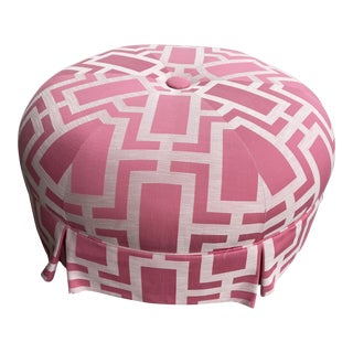 Contemporary York Ottoman in Sunbrella Performance Fabric For Sale