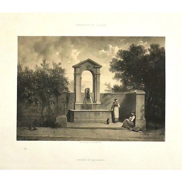 Antonio Fontanesi - Interior of Geneva - Original Lithograph - 19th Century For Sale