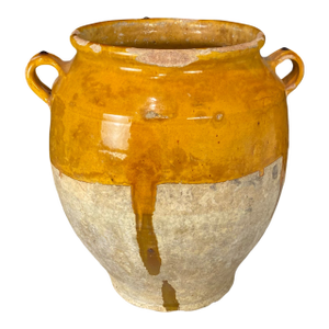 French Confit Pot With Yellow Glaze From the 19th Century #8366