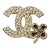 Chanel Small Gold CC Crystal Red Corner Flower Small Brooch For Sale