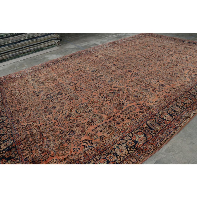 Rug & Kilim Antique Oversized Sarouk Persian Rug in Pink With Floral Patterns | Rug & Kilim For Sale - Image 4 of 11