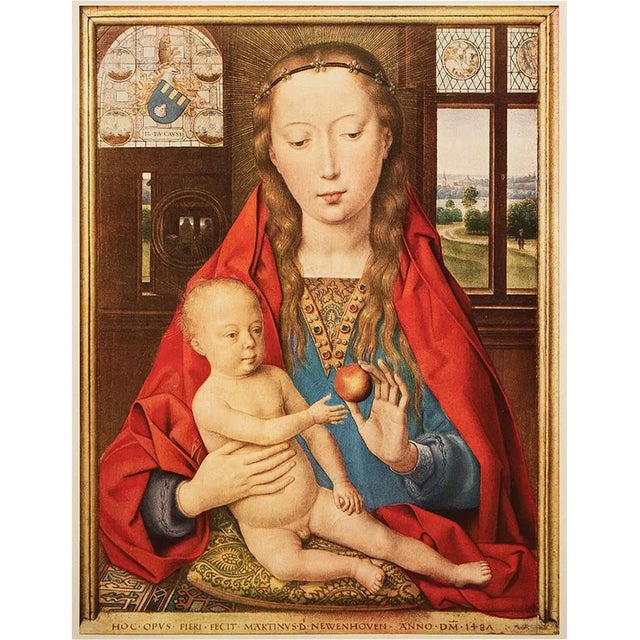 1956 After Hans Memling "The Virgin and Child", Vintage Full-Color Print For Sale