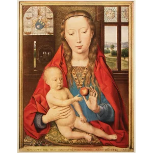 1956 After Hans Memling "The Virgin and Child", Vintage Full-Color Print