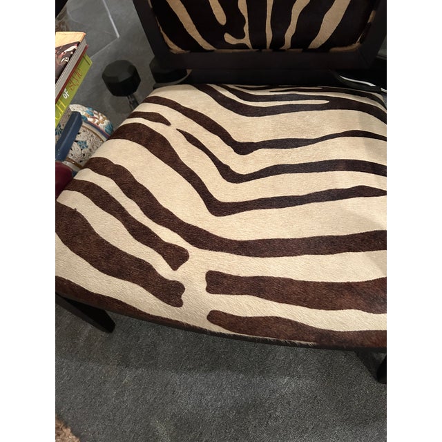 Faux Zebra Printed Cowhide Club Chairs - A Pair For Sale - Image 17 of 18