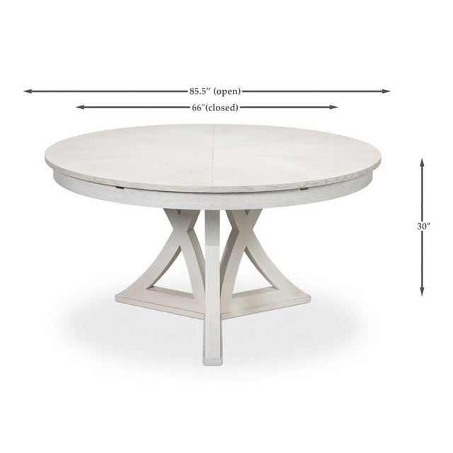 Transitional Round Dining Table, Large - White Oak For Sale - Image 10 of 11