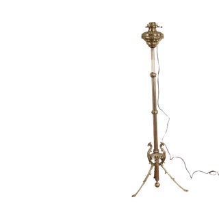 Antique Victorian Brass Adjustable Piano Floor Lamp For Sale