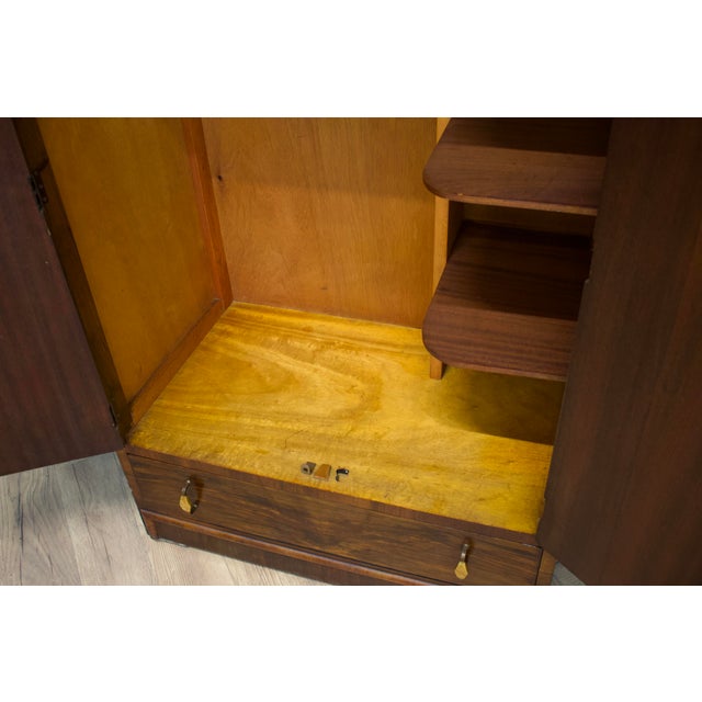 Brown Art Deco Compact Wardrobe in Walnut, 1930s For Sale - Image 8 of 11