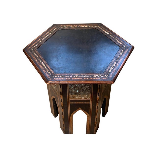 19th Century Moroccan Hexagonal Pedestal Table, 1890s For Sale - Image 5 of 14