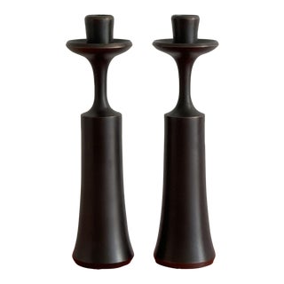 1980s Jens Quistgaard Jhq for Dansk Denmark Candle Holders- a Pair For Sale