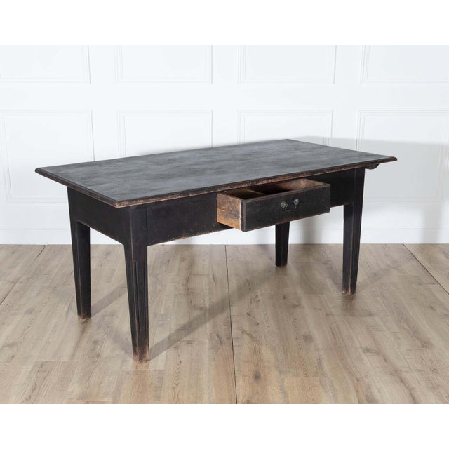 Early 20th Century Swedish Country Pine Kitchen Table in Black For Sale In Atlanta - Image 6 of 10