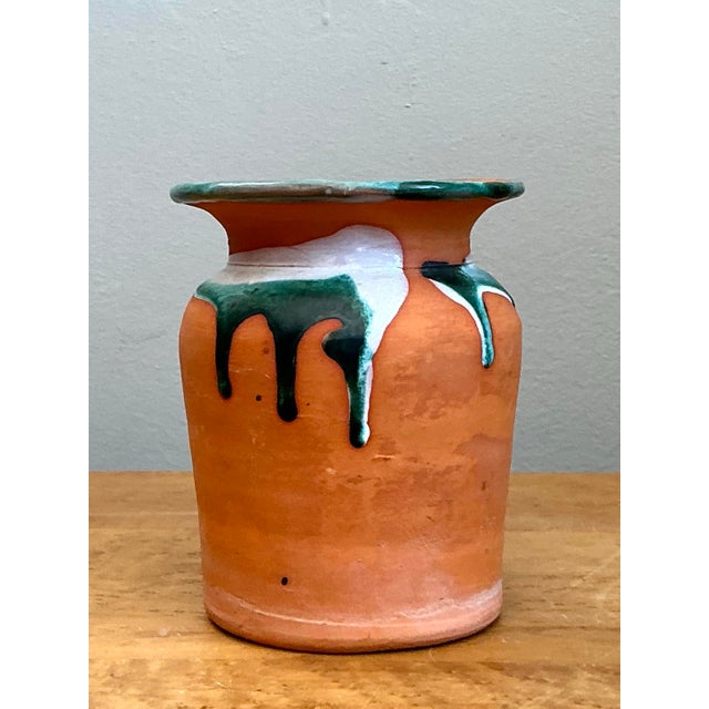 Vintage Drip Glaze Terracotta Vase For Sale - Image 11 of 12