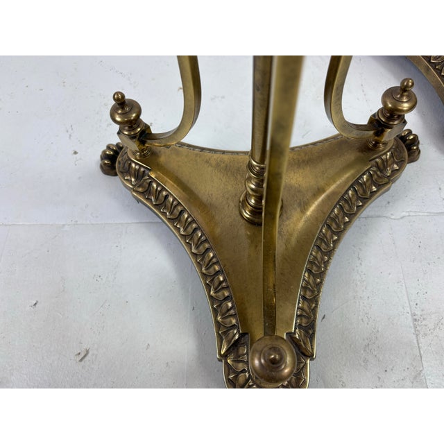 Brass Antique Early 20th Century Empire Style Marble Topped Pedestal Tables For Sale - Image 8 of 11