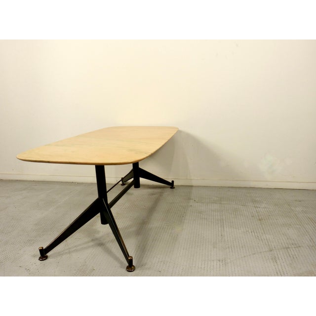Italian Geometric Table in Carrara Marble and Steel For Sale - Image 9 of 10