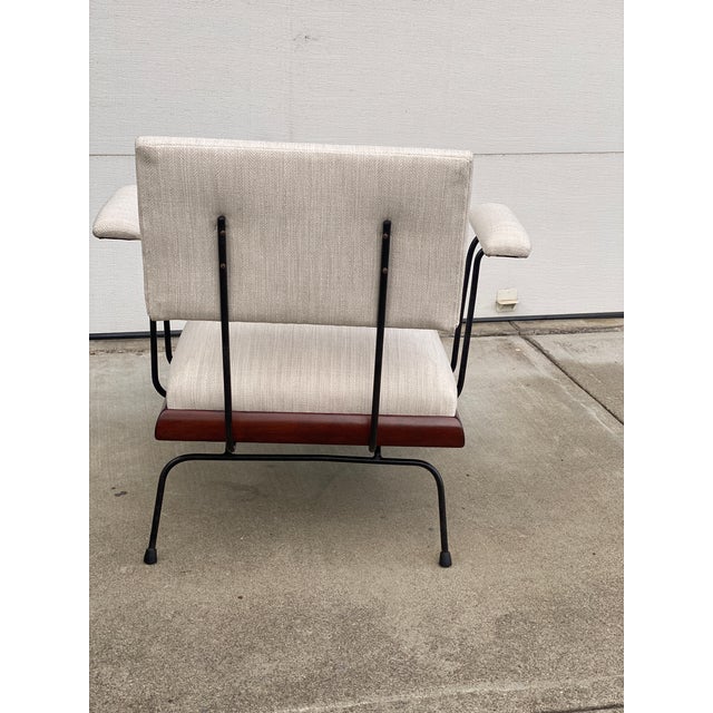 Eggshell Rare Vintage 1950's Iron Upholstered Lounge Chair For Sale - Image 8 of 12