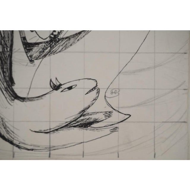 Jean-claude silbermann (1935) the reaper and the animals, 1964 original ink drawing signed lower right on thick paper 20 x...