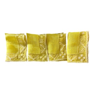 Vintage the Irish Linen Shop LTD Luxury Tablelinen Placemat & Doily or Napkins Made in Italy Set of 4 Pieces 100% Linen and Lace For Sale