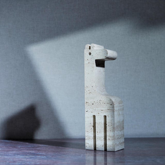 Giraffe Figurine in Travertine Marble by Fratelli Mannelli, 1975 For Sale - Image 6 of 12