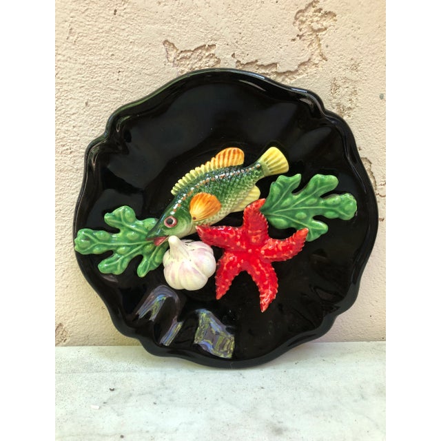 Ceramic Majolica Fish Sealife Platter Vallauris, Circa 1950 For Sale - Image 7 of 7