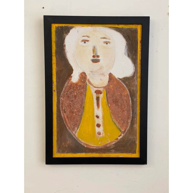 1980s Vintage Jimmy Lee Sudduth Folk Art Portrait Painting on Canvas For Sale - Image 5 of 13