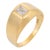 Vintage Emerald Cut Diamond 14k Yellow Gold Bezel Ring, Size 9.5 For Sale