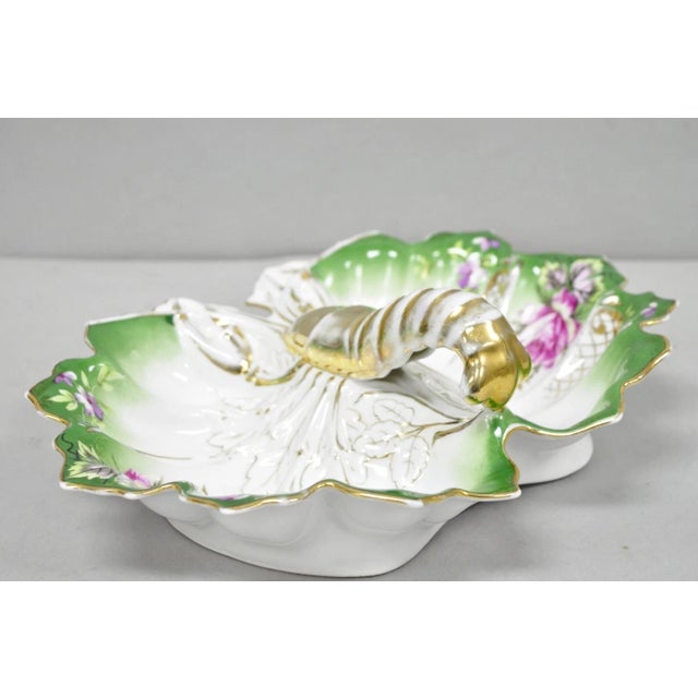 Antique Bavarian German Porcelain Gold Gilded Hand Painted Lobster Divided Dish For Sale - Image 17 of 18