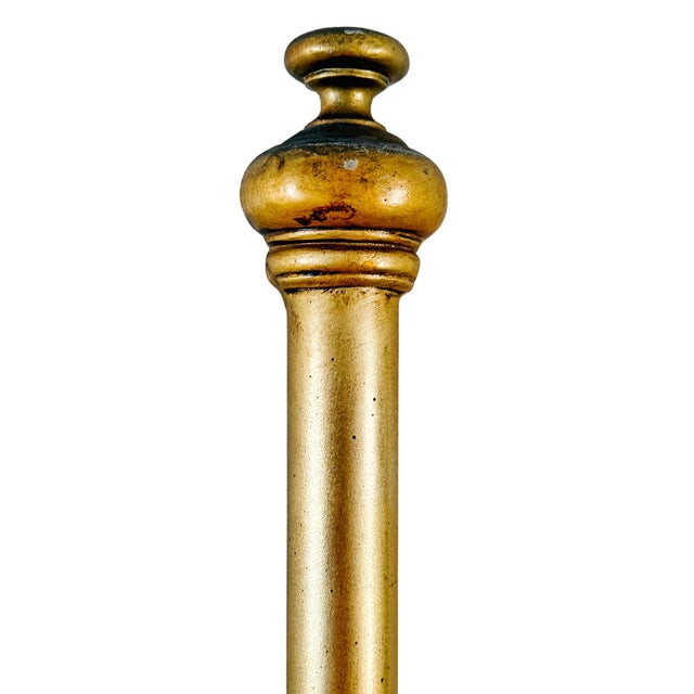 Antique English Victorian Solid Brass Full Size Headboard, Tall Post, 100% Brass, Arched Scrollwork C. 1890s For Sale - Image 10 of 13