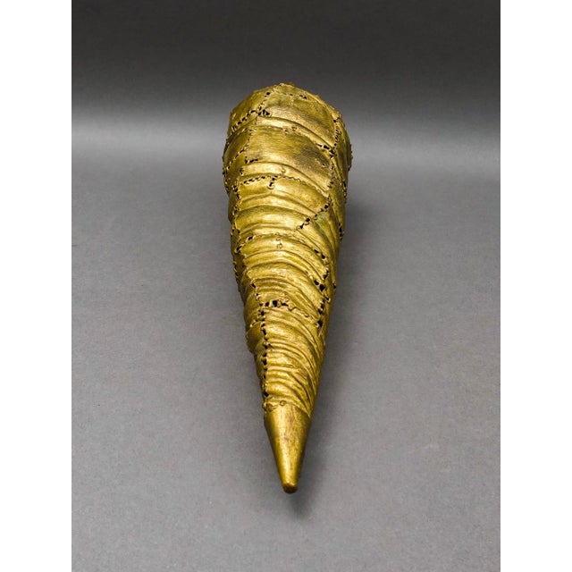 Mid-Century Modern Luciano Bustamante Mexico Signed Brass Conch Nautical Sea Shell Sculpture For Sale - Image 3 of 8