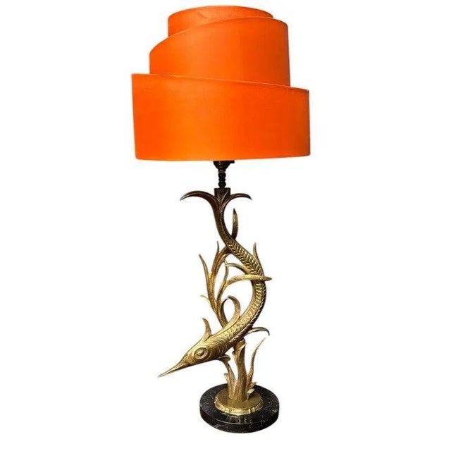 Mid-Century Brass Swordfish Table Lamp For Sale - Image 11 of 11