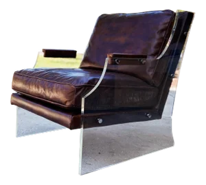 Floating Armchair in Leather and Lucite | in Style of France & Sons