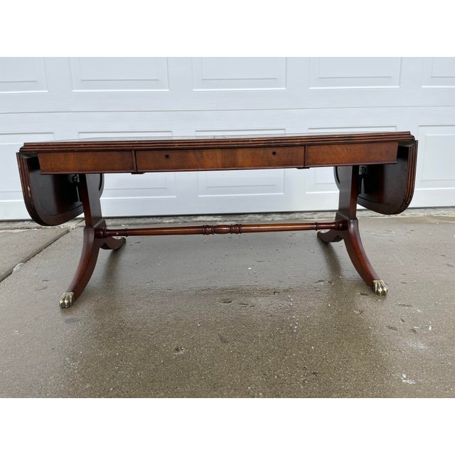 1940’s Regency Style Leather Drop Leaf Coffee Table Chairish