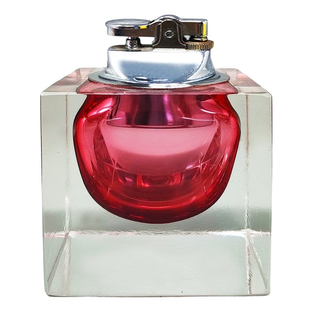 Vintage Italian Murano Sommerso Glass Table Lighter by Flavio Poli, 1960s For Sale