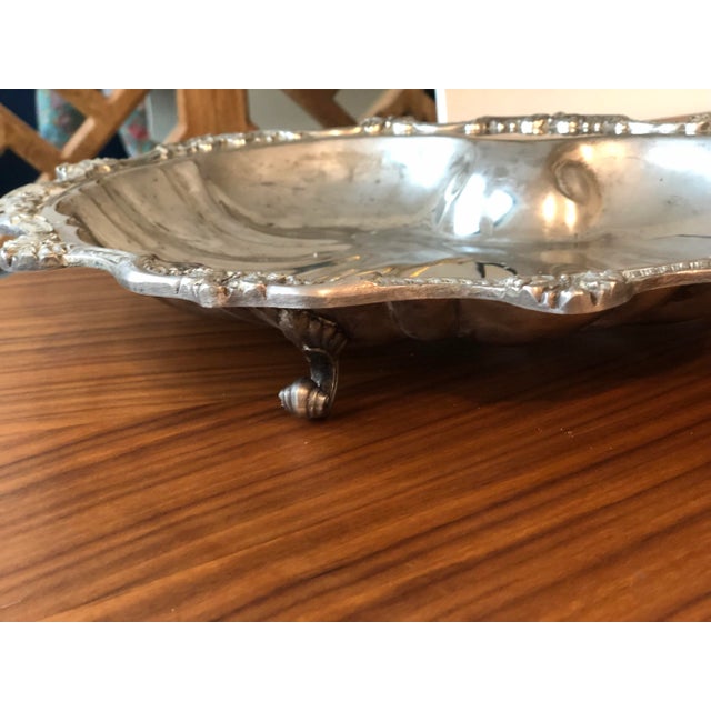 Mid 20th Century Silverplate Footed Seafood Platter For Sale In Houston - Image 6 of 8