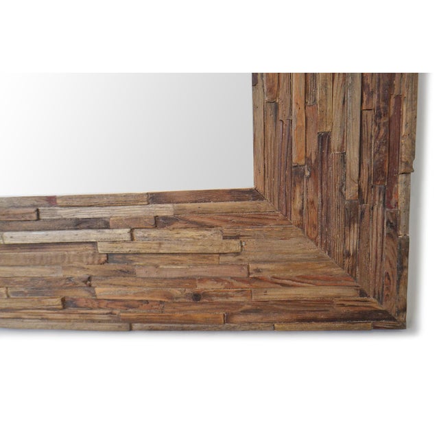 Wood Salvaged Wood Strip Large Full Length Mirror For Sale - Image 7 of 8