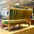 Wood Mid Century Oak Settee by Guillerme Et Chambron With Mohair Velvet, France 1950s For Sale - Image 7 of 9
