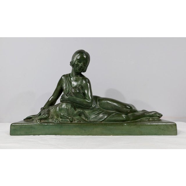 Art Deco Sculpture of La Demoiselle et le Chevreau by A. Godard, Early 1900s For Sale - Image 5 of 18