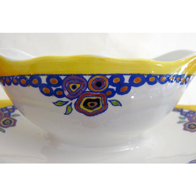 Art Deco Earthenware Floral Decoration Gravy Boat by Boch Frères La Louvière, 1920 For Sale - Image 12 of 13