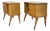 Italian Bedside Tables in Birch Burl and Glass, 1950s, Set of 2 For Sale