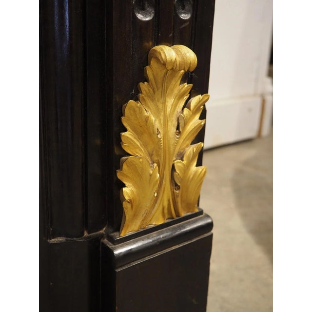 Ebony French Louis XVI Style Ebonized Wooden Mantel With Gilt Bronze Mounts, 20th C. For Sale - Image 8 of 12