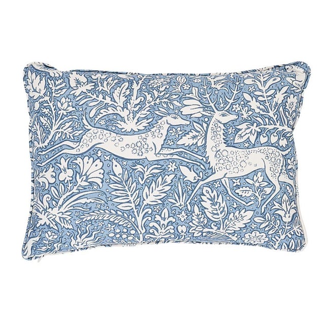 2020s Schumacher Khan's Park Lumbar Pillow in Chambray For Sale - Image 5 of 5