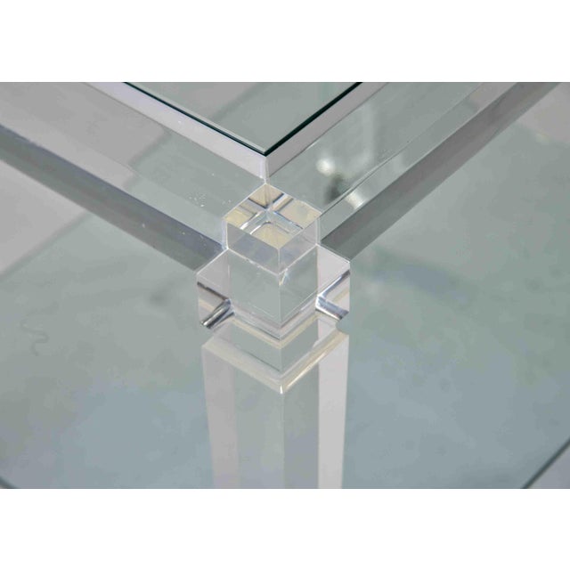 Large Italian Lucite Two-Tier Table on Casters For Sale In Detroit - Image 6 of 13