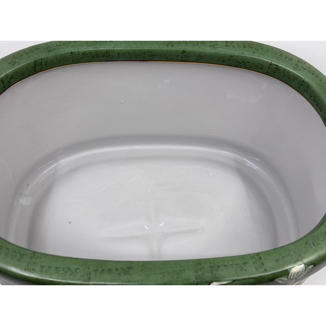 Vintage Green Chinoiserie Decorative Ceramic Planter / Vessel by Andrea Sadek For Sale - Image 10 of 12