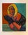 Contemporary Expressionistic Female Portrait in Bright Colors 16x20 Titled “Woman With Black Gloves’’ With Bright Fauvist Colors For Sale