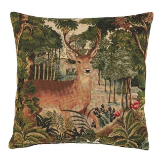 Forest Deer Tapestry Cushion With Feather Filler - 46x46cm (18"x18") For Sale