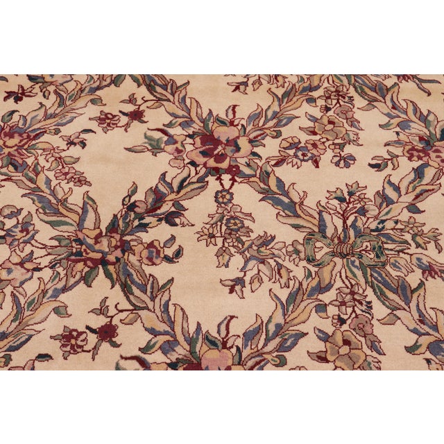Shabby Chic Shabby Chic Floral 1990's Pak-Persian Ivory/Ivory Wool Rug - 9'1'' X 12'1'' For Sale - Image 3 of 9
