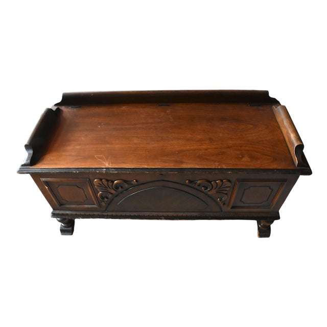 Early 20th Century Vintage Cedar Cavalier Hope/Blanket Chest With Walnut Veneer For Sale - Image 5 of 11