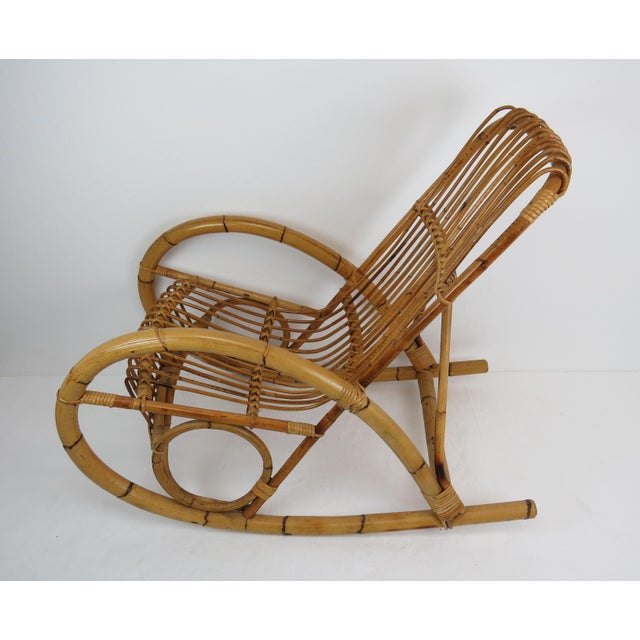Vintage Franco Albini Style Bamboo Rocking Chair Chairish