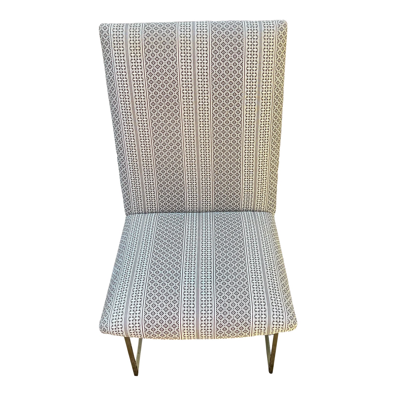 Lawson Fenning Brass Thin Frame Dining Desk All Purpose Chair in Victoria Hagan Fabric Chairish