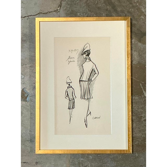 Vintage Pierre Cardin Fashion Sketch For Sale - Image 10 of 12
